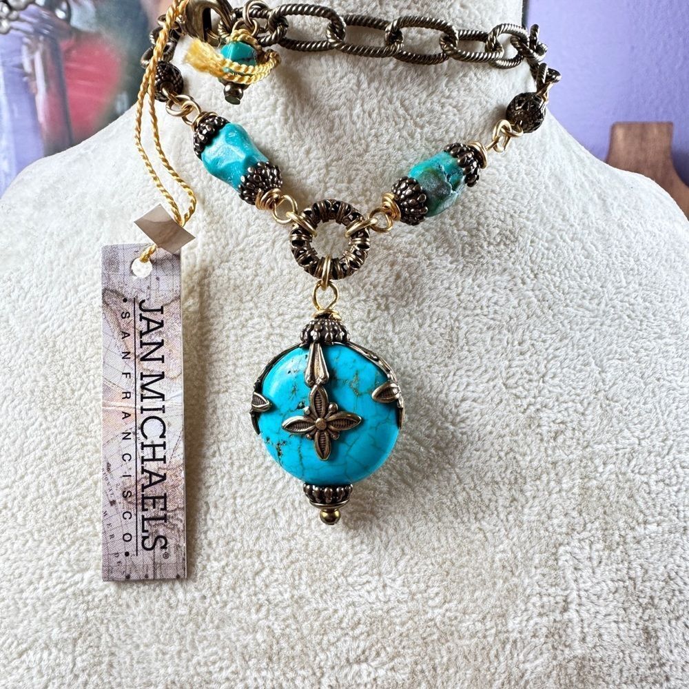 Jan Micheals Turquoise and Bronze Pendant Necklace